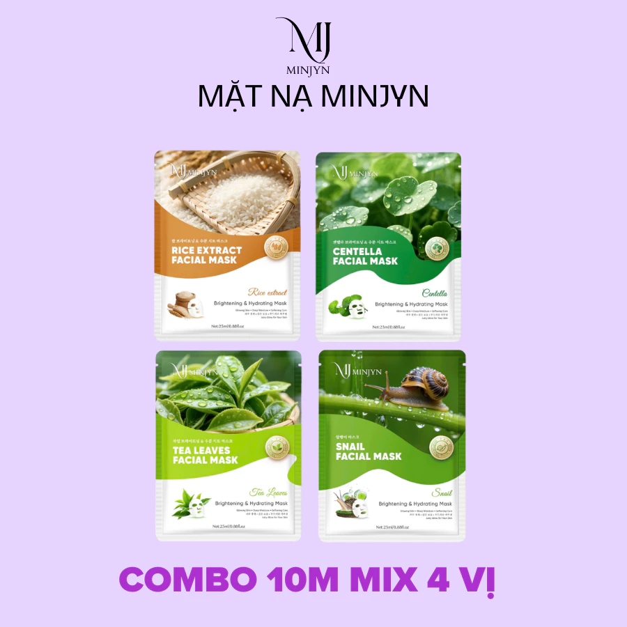 COMBO 10 miếng mặt nạ 8 MÀU Whitening - Dưỡng ẩm và Dưỡng trắng