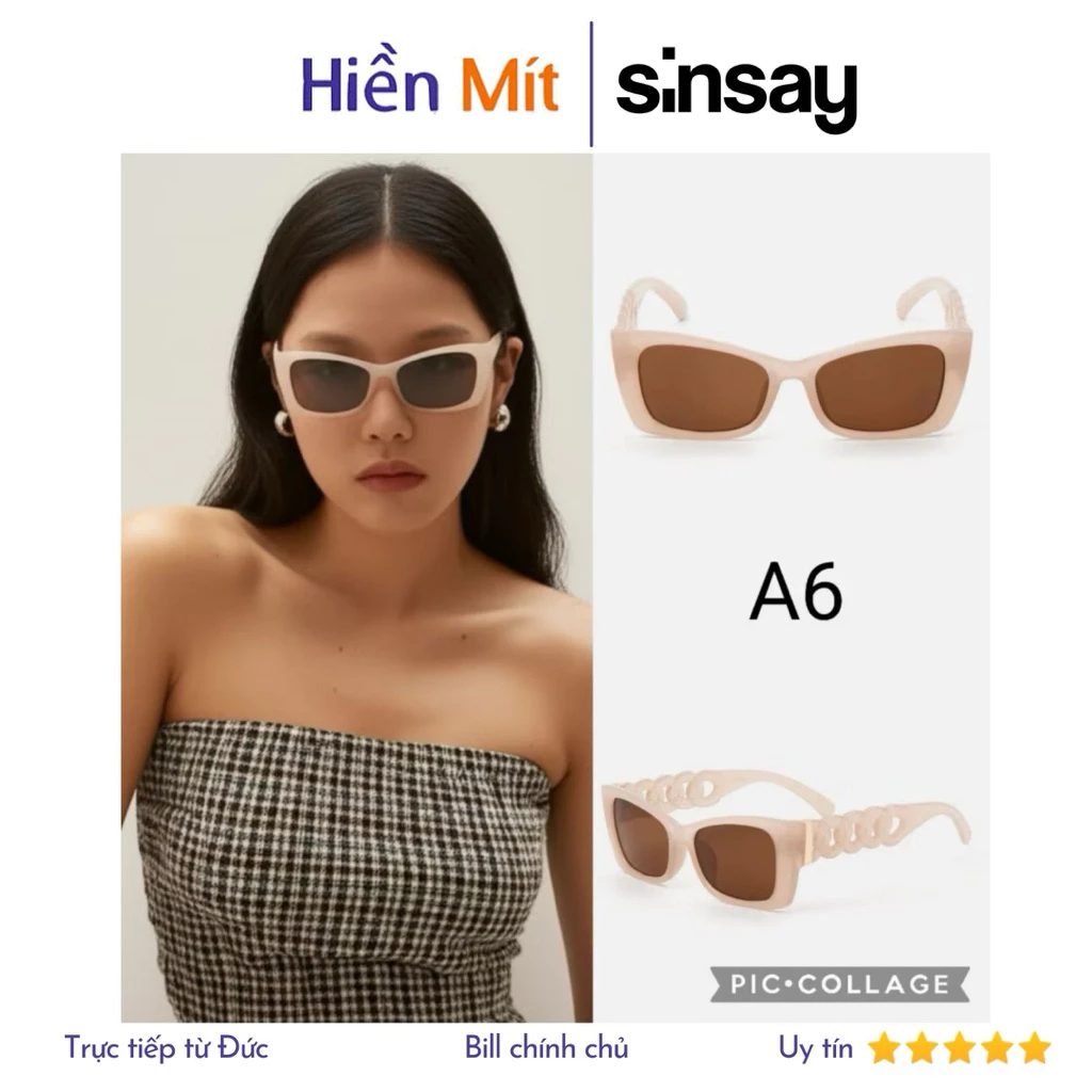 SINSAY Đức - Kính mát chống tia UV râm chuẩn auth authentic chính hãng mắt mèo kim loại nam nữ SALE có sẵn