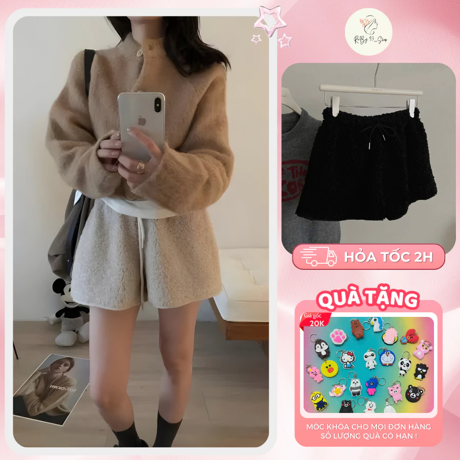 Quần short bông cute dễ phối đồ tôn dáng 4 màu xinh xắn
