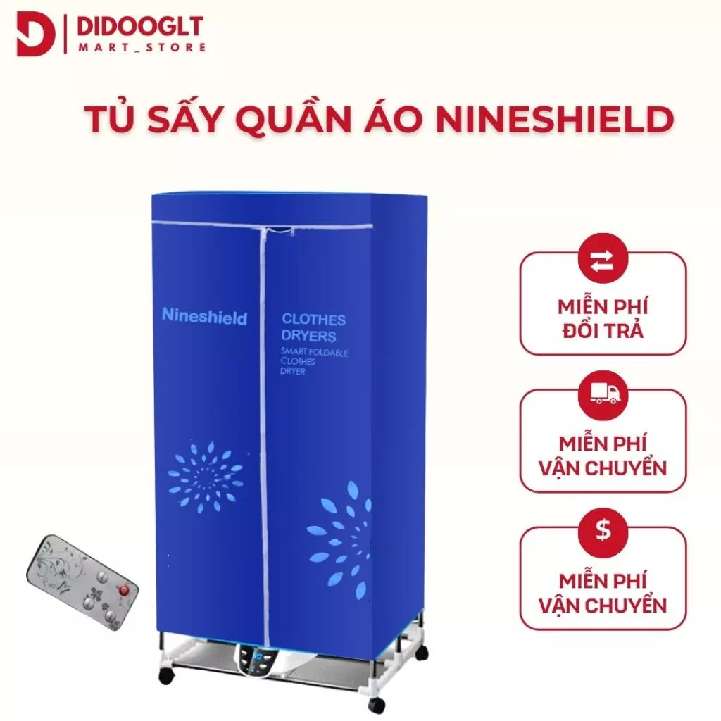 Tủ Sấy Quần Áo Didooglt Khử Khuẩn Công Suất Cao Cỡ Lớn 2 Tầng Khung Inox Có Thể Gấp Gọn