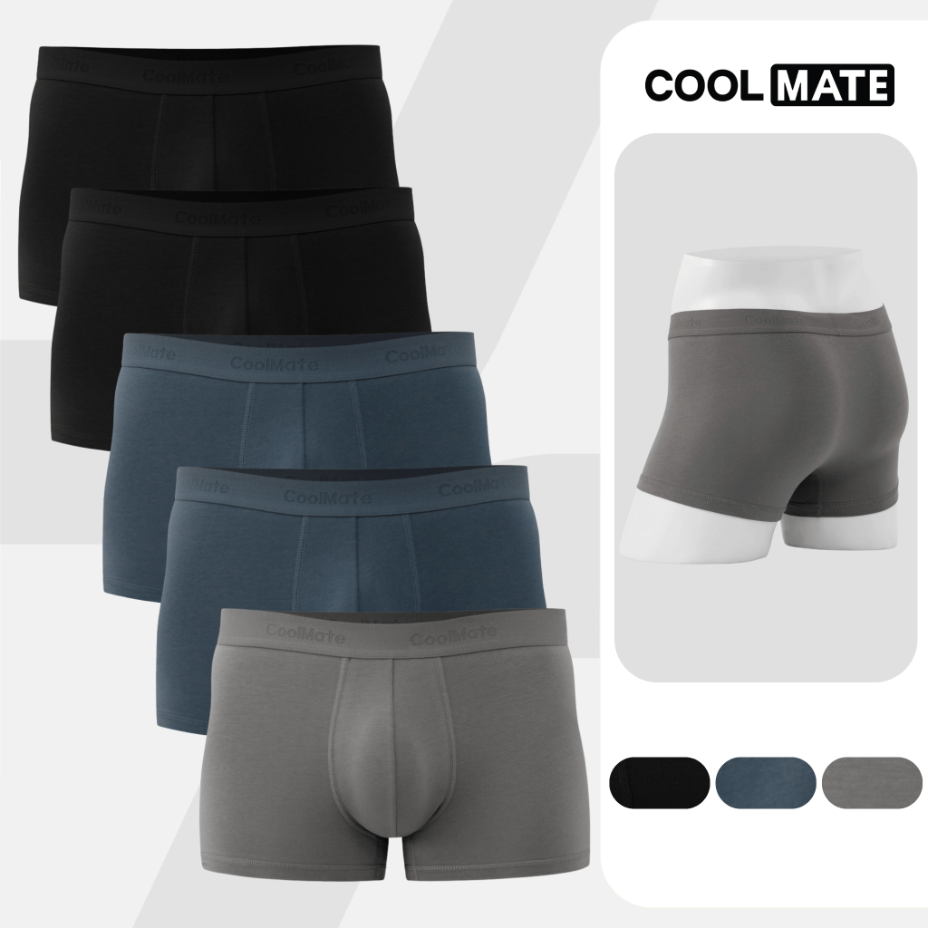 Combo 5 quần lót sịp nam Trunk Cotton co giãn thoải mái vải mềm thoáng khí…