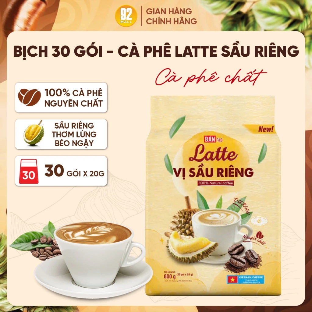 [30 GÓI] Cà Phê Sầu Riêng Đặc Biệt Thơm Ngon Béo Ngậy Chuẩn Vị Thương Hiệu Bản F&B