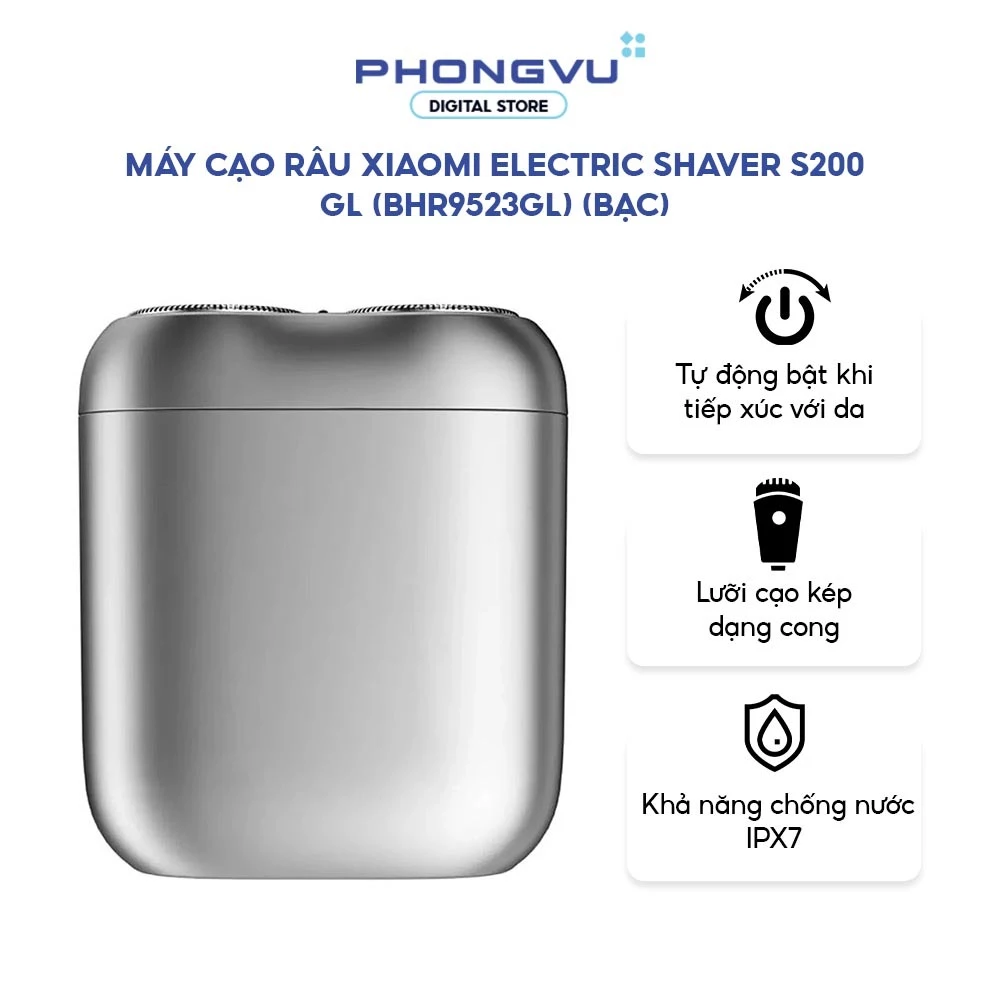 Máy cạo râu Xiaomi Electric Shaver S200 GL - Động Cơ 8000RPM, Cảm Biến Tự Khởi Động, IPX7 Chống Nước - Bảo hành 12 tháng