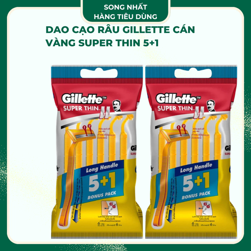 Dao cạo râu gillette cán vàng super thin 5+1