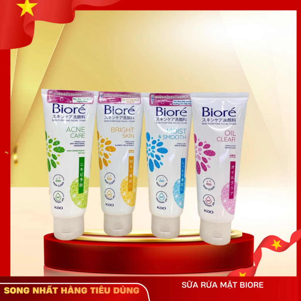 Sữa Rửa Mặt BIORE 100g - Ngừa Mụn , Sáng Da, Cho Làn Da Mịn Màng