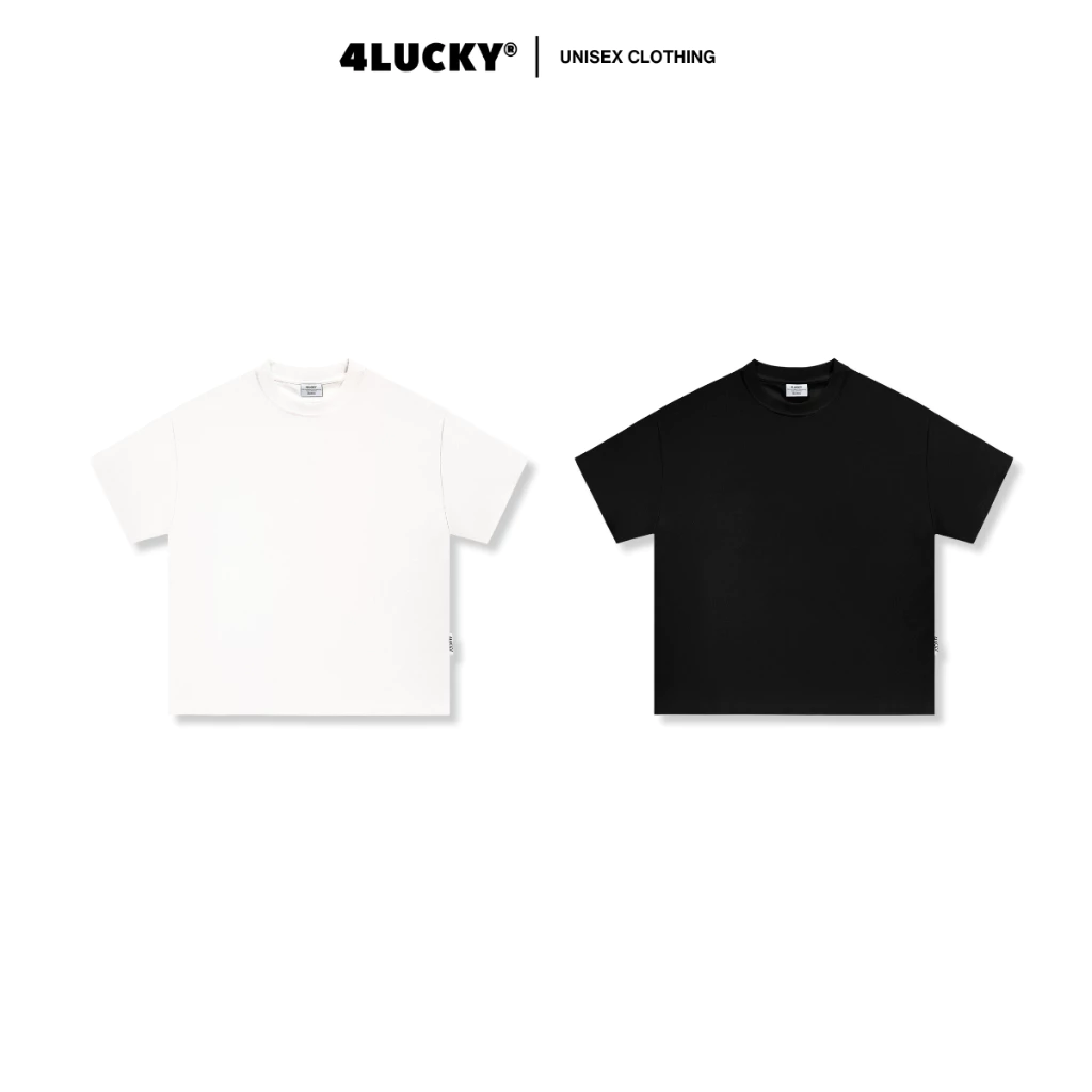 Combo 2 Áo Thun Boxy Trơn Nam Nữ 4LUCKY 6405, Áo Thun Form Boxy Basic Cổ Tròn Local Brand Unisex
