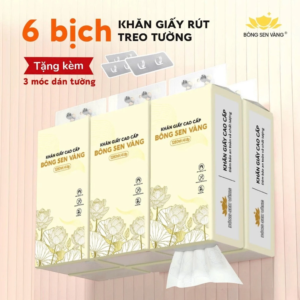 Khăn giấy rút Bông Sen Vàng treo tường Phiên Bản Mới,hàng Việt Nam chất lượng cao