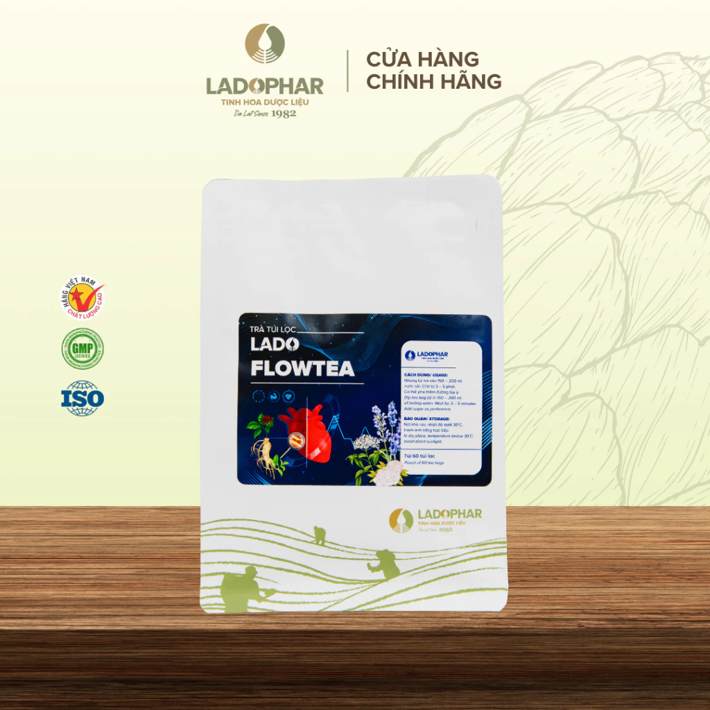 Lado Flowtea - Trà túi lọc hỗ trợ huyết áp, căng thẳng - Ladophar