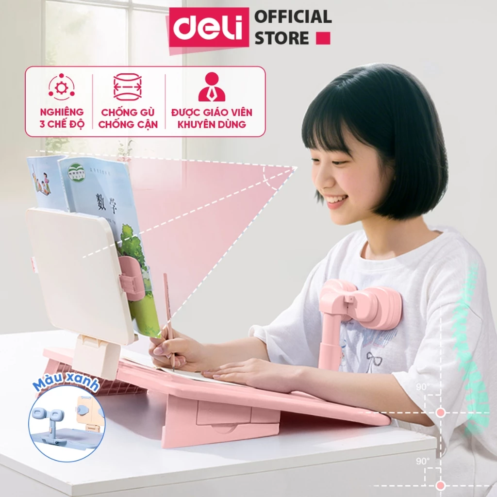 Bàn Học Thông Minh Deli Bàn Học Chống Gù 3 Chế Độ 9/12/15° Điều Chỉnh Tư Thế Ngồi Học Chống Gù Chống Cận