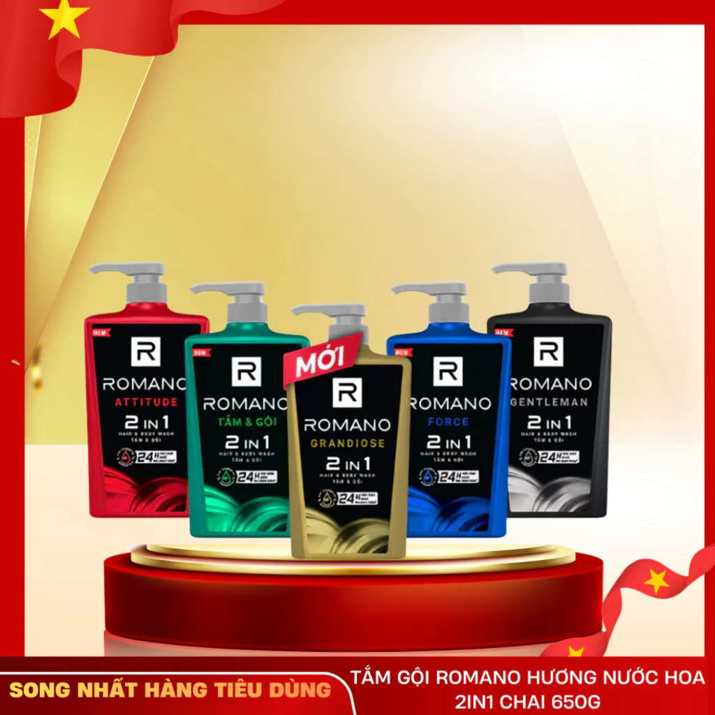 Tắm Gội ROMANO Hương Nước Hoa 2in1 Chai 650g