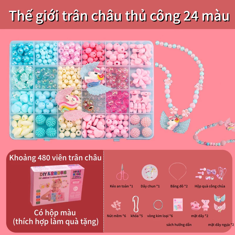 Đồ handmade DIY làm trang sức - Hạt xâu vòng tay cho bé - Rèn luyện sự tập trung-quà Tết