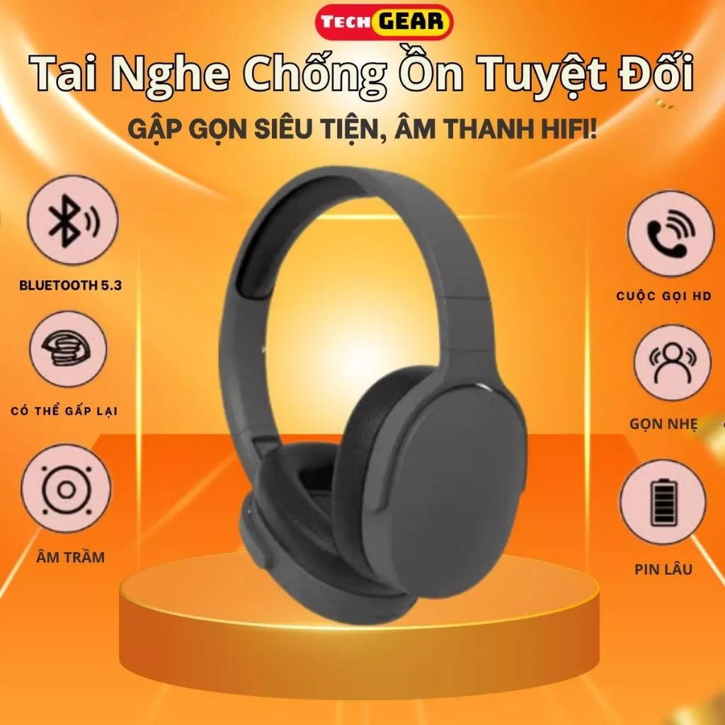 Tai Nghe Bluetooth Chụp Tai P2961 – Chống Ồn Tuyệt Đối, Gập Gọn Siêu Tiện, Âm Thanh HiFi!