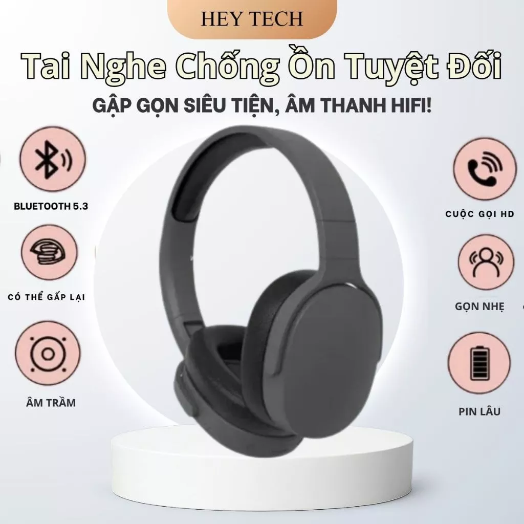 Tai Nghe Bluetooth Chụp Tai P2961 – Chống Ồn Tuyệt Đối, Gập Gọn Siêu Tiện, Âm Thanh HiFi!