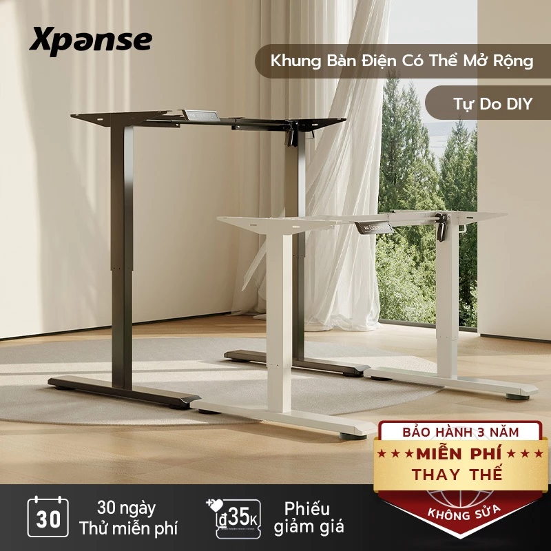 Xpanse khung bàn nâng hạ điện diy, động cơ SilentCore siêu êm, chân thép carbon, cho bàn làm việc & gaming