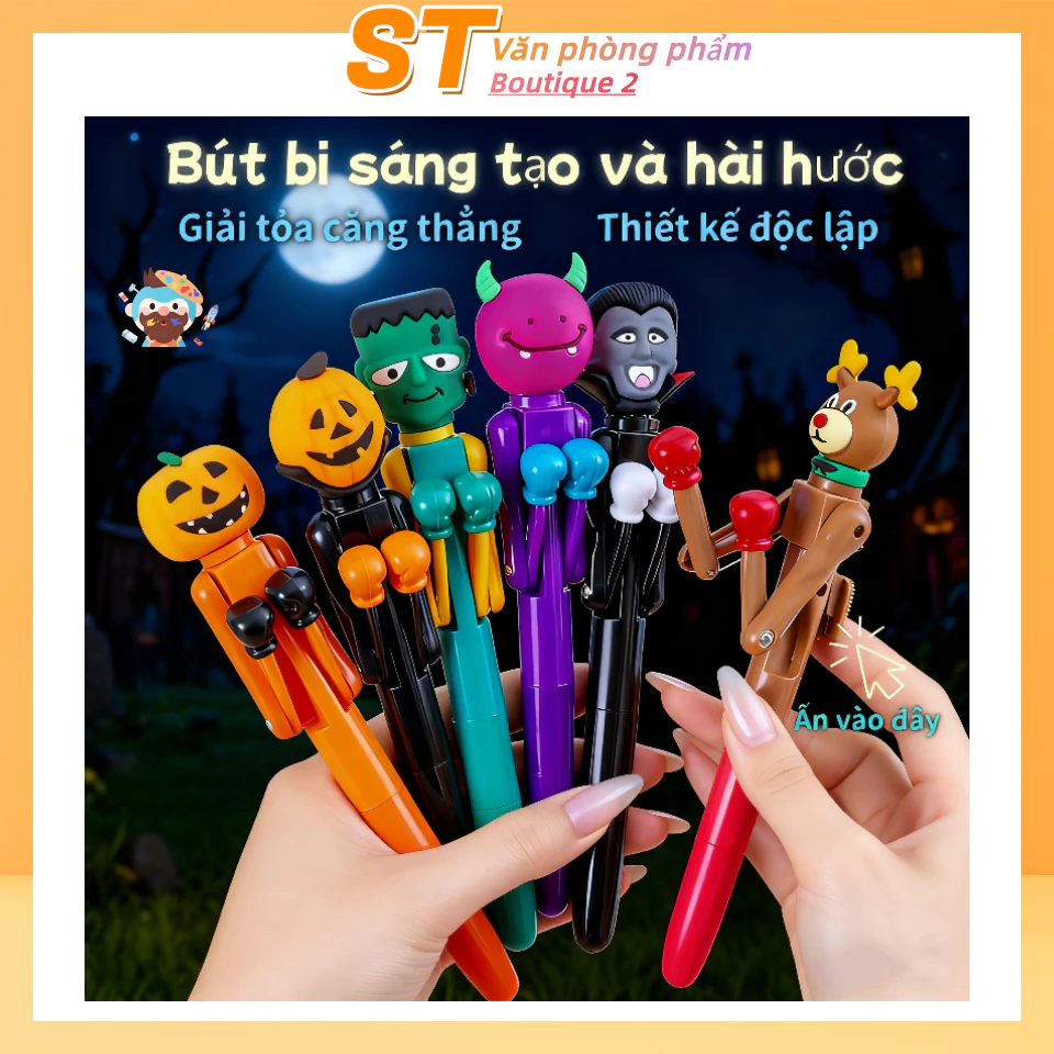 Bút bi đấm bóc họa tiết hoạt hình sáng tạo giải tỏa căng thẳng - Viết êm trơn - Quà tặng học sinh thiếu nhi