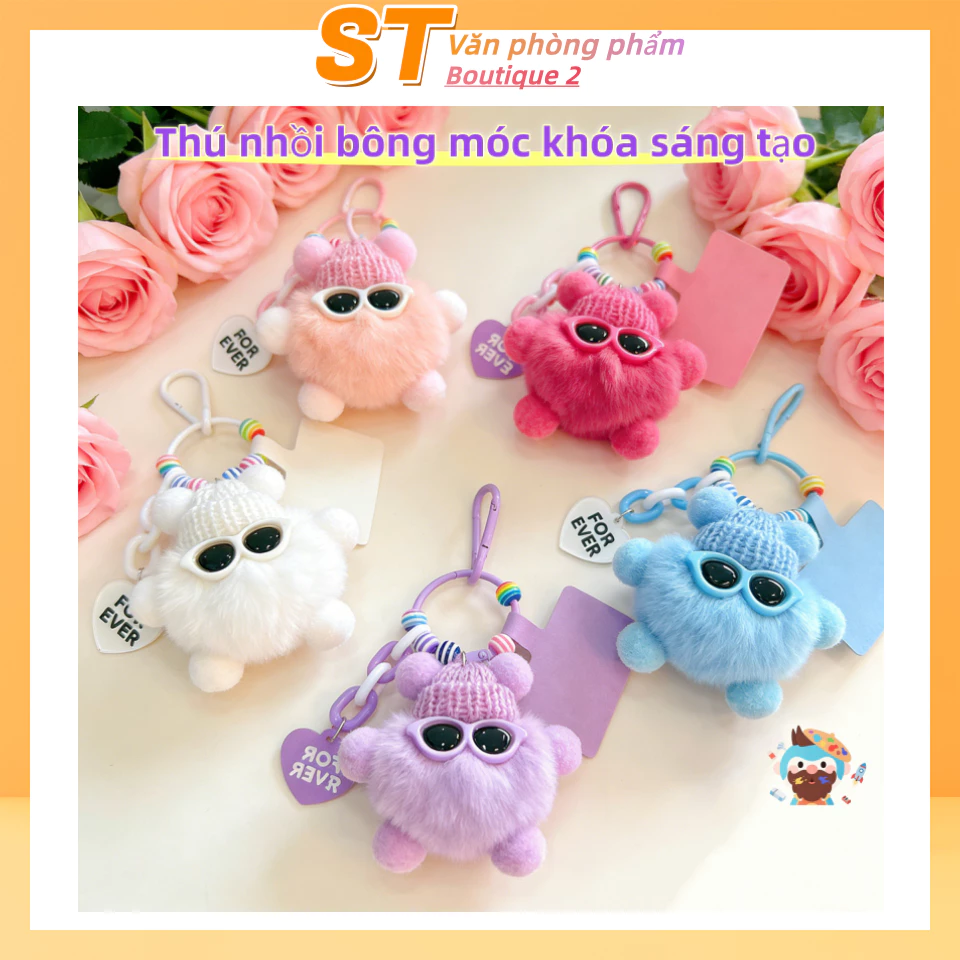 Phụ kiện móc khóa thú nhồi bông hoạt hình êm ái, túi ba lô học sinh, treo xe hơi DIY, quà tặng nữ