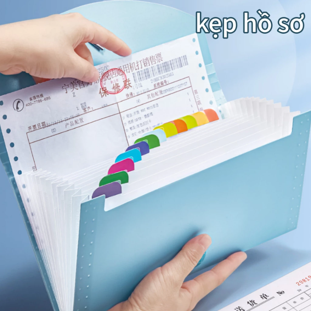 Kẹp hồ sơ đựng hóa đơn nhiều ngăn dung tích lớn, túi tài liệu, phiếu thu, phong bì đàn accordion