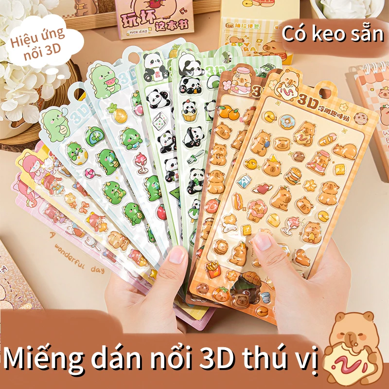 Sticker trang trí sổ tay hình động vật 3D nổi, sticker thú vị dùng làm phần thưởng cho học sinh