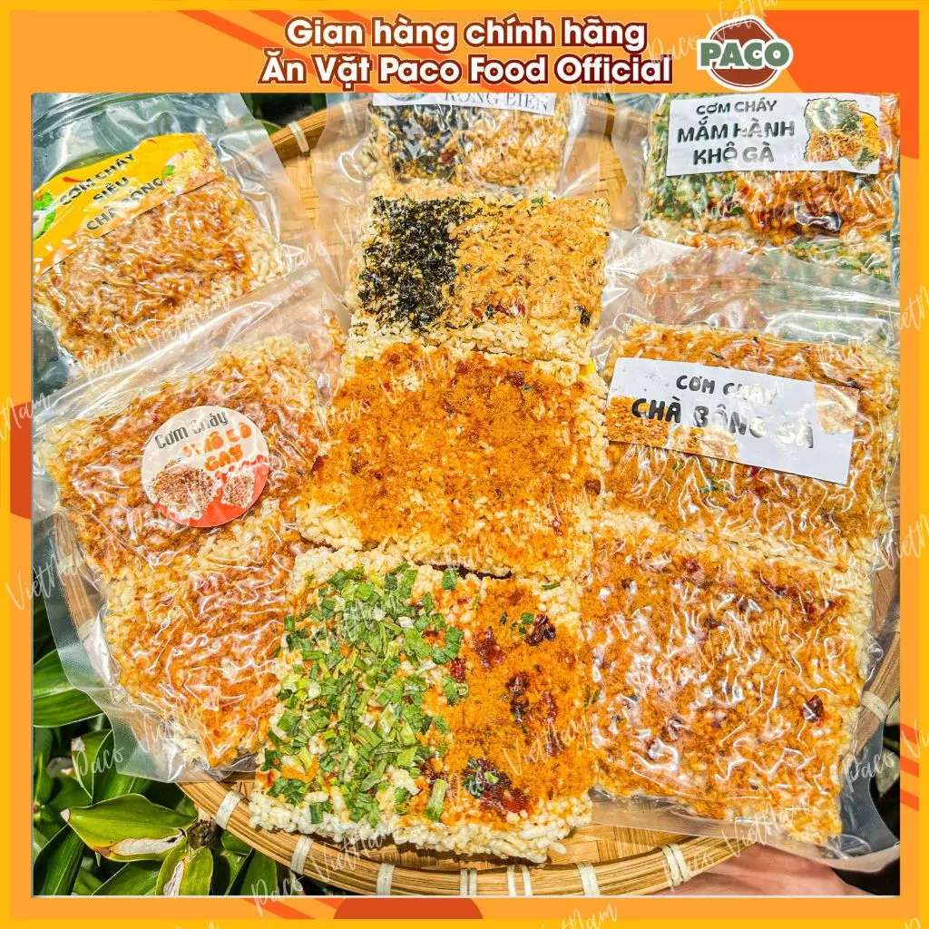 CỰC PHẨM CƠM CHÁY SIÊU VỊ gồm 5 vị siêu chà bông/rong biển/ khô bò/chà bông gà/ chiên mắm hành ruốc thịt chà bông giòn