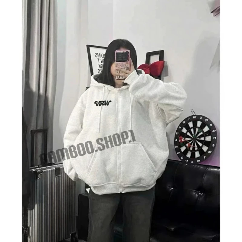 Áo Khoác Hoodie Zip  Oversize In Chữ Lưng THE LAST TIME  Ulzzang Nỉ Bông Dày Dặn Form Rộng [ Có Túi Trong ]