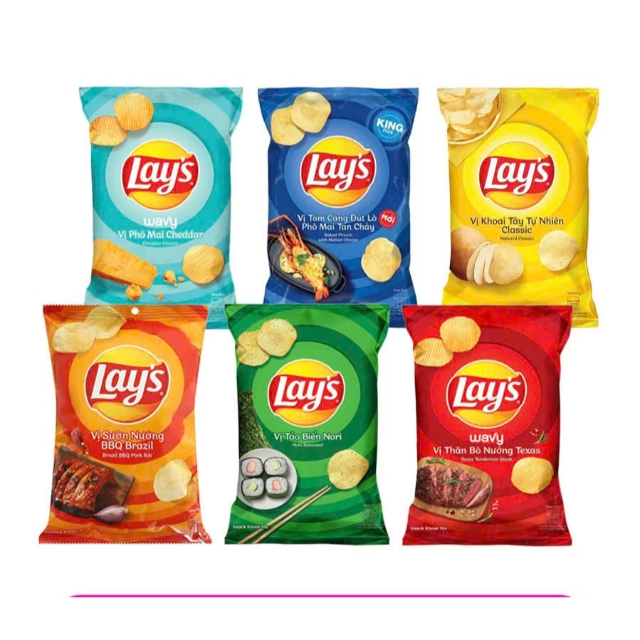 Lốc 10 Gói Snack Khoai Tây Lay’s Đủ Vị Gói  31g