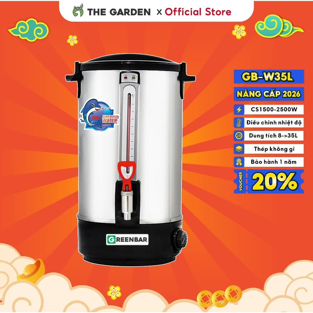 Bình Đun Nước Nóng GREENBAR Máy đun nước nóng dung tích 8L, 10L, 12L, 16L, 20L, 30L, 35L công suất lớn