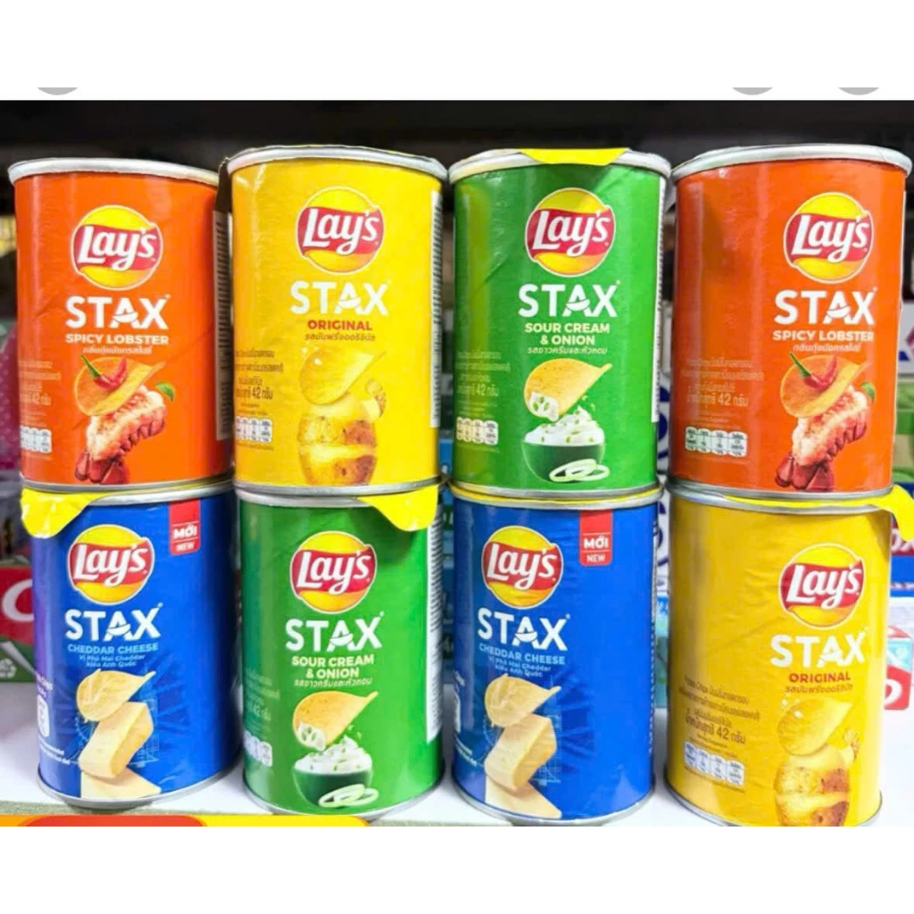 Snack Khoai Tây Vị Tự Nhiên Lay's Stax Đủ Vị lon 40/42g