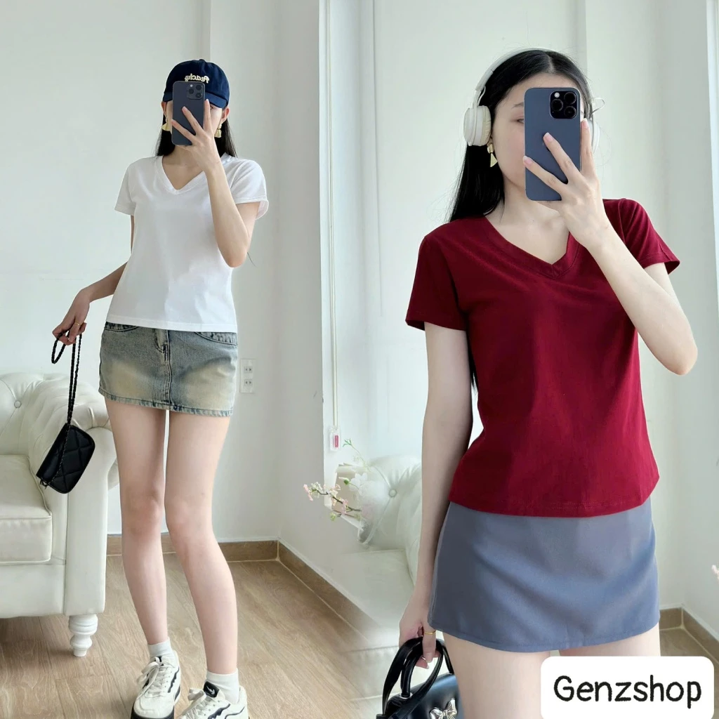 ÁO THUN  BABYTEE Cổ Tim Trơn Chất Cotton Đi Học ĐI Chơi Đi Làm BBT27
