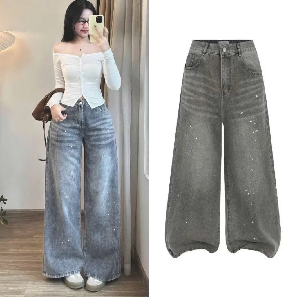 Quần Jean Ver 3 vảy sơn Rinaa, chất liệu Denim form nam nữ style trẻ trung năng động hot trend