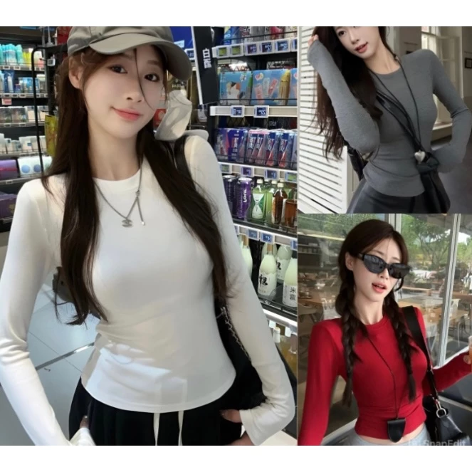 Áo thun giữ nhiệt nữ dài tay MIAA - Áo thun dài tay ôm body chất liệu cotton mềm mịn co dãn