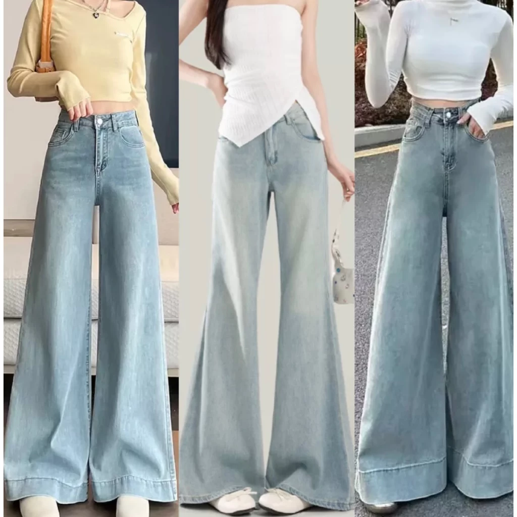 Quần Jean Ống Rộng Loe 34-37cm RINAA Chất Vải Demin Mềm, Quần Bò Rộng Cao Cấp Sang Chảnh