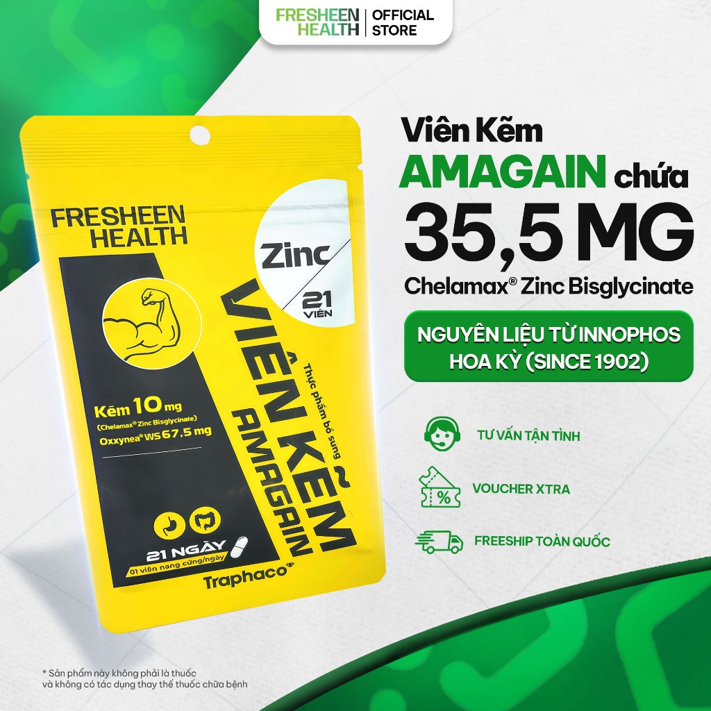 Viên kẽm AMAGAIN - ứng dụng Kẽm Chelamax® Bisglycinate nguyên liệu nhập Mỹ…