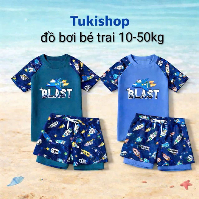Đồ bơi cho bé trai Blash sz 10-50kg, đồ bơi bé trai quần đùi 2 lớp có dây điều chỉnh