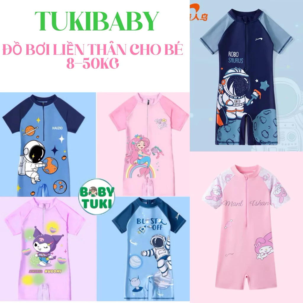 Đồ bơi bé trai bé gái Tukibaby liên thân hoạ tiết siêu xinh size nhí+đại 10-40kg, đồ bơi cho bé trai bé gái 4 màu