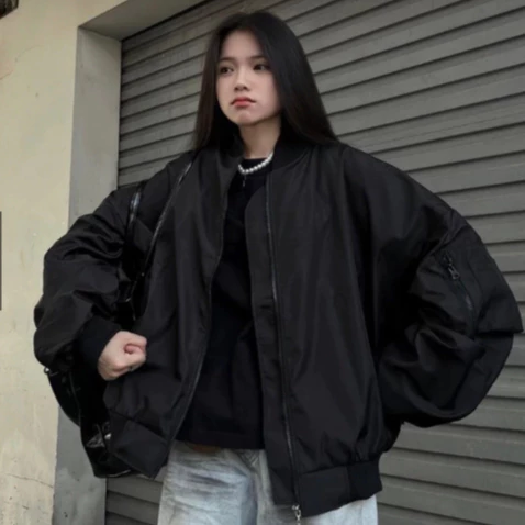 Áo Khoác Bomber Gió Khoá Tay Bản Trơn Gió Lì 2 Lớp Chống Nắng Chống Gió ,Chống Tia UV Siêu Bền
