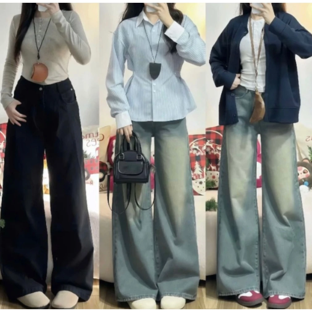 Quần Jeans Nữ NAGUU Lưng Cao Ống Suông Chỉ Nổi, Quần Bò Ống Rộng 28cm Form Đẹp Tôn Dáng HotTrend