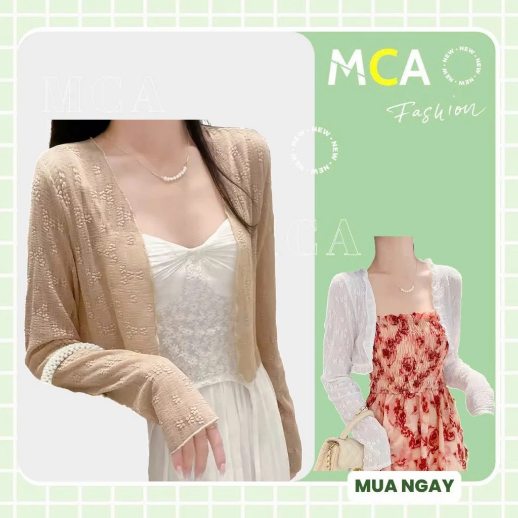 [ Video sp thực tế ] Áo khoác cardigan MCA kiểu ren hoa nổi nhẹ nhàng xinh xắn A.5941