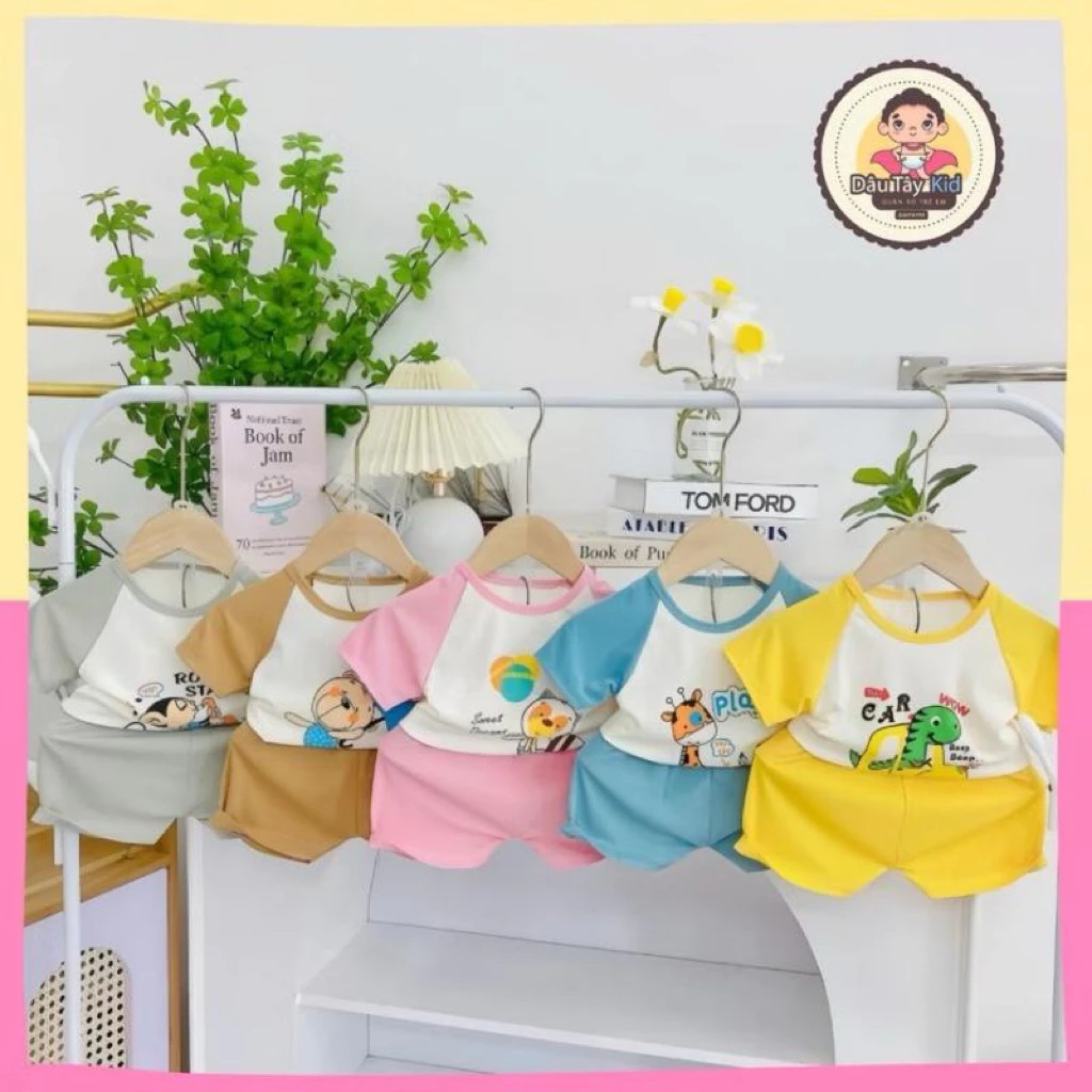 Combo 5 bộ tăm lạnh phối tay cho bé trai bé gái 5-15kg chất tăm lạnh mềm mát