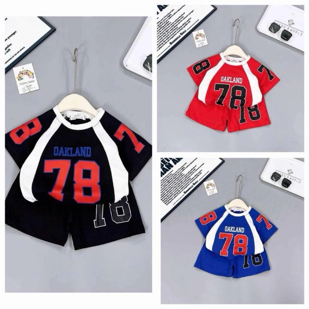 Combo 3 bộ} Đồ bộ thể thao cộc tay bé trai đủ sz từ 6-18kg chất thun lạnh mềm mát