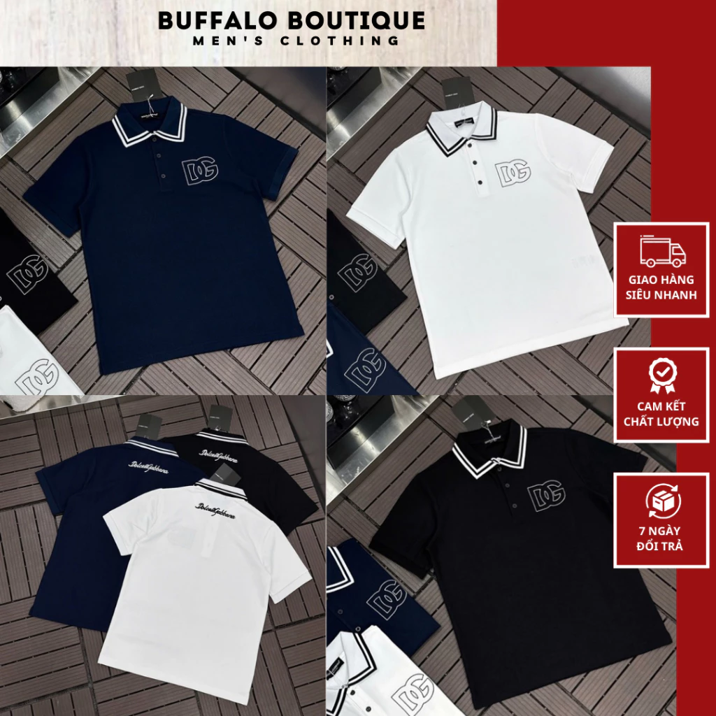 Áo Polo Nam Chất Cotton Gai Cao Cấp - Áo Polo Nam Nữ Thêu Viền Logo Siêu Nét