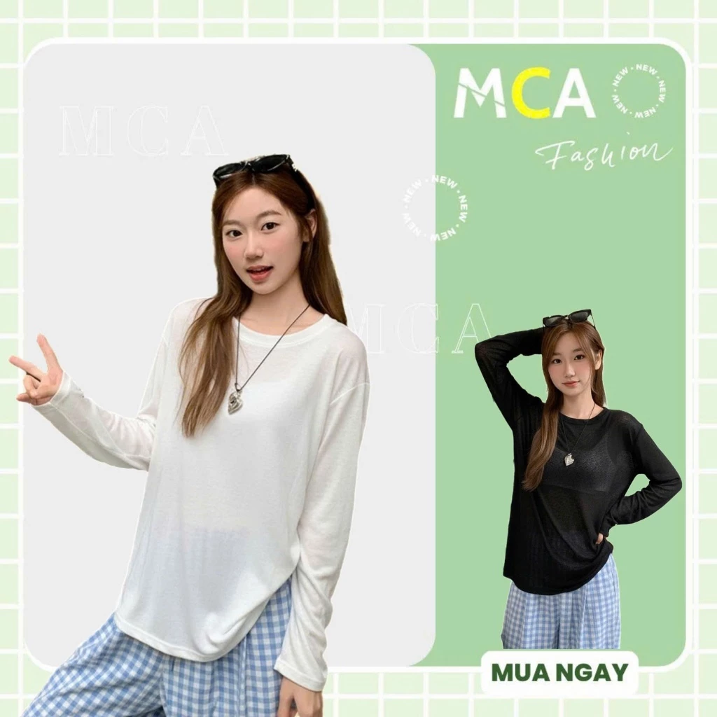 [Video Sp Thực Tế] Áo Thun Giấy Tay Dài Cổ Tròn MCA Phong Cách Đơn Giản A51525