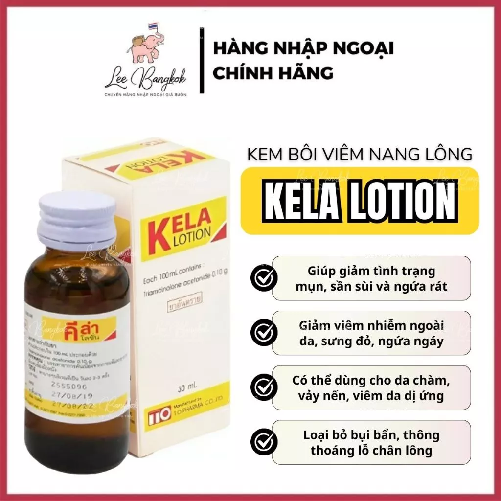 [HÀNG THÁI LAN] Kem Kela Lotion Dùng Thoa Cho Da Viêm Lỗ Chân Lông, Viêm Nang Lông Thái Lan 30ml-60ml LEEBANGKOK