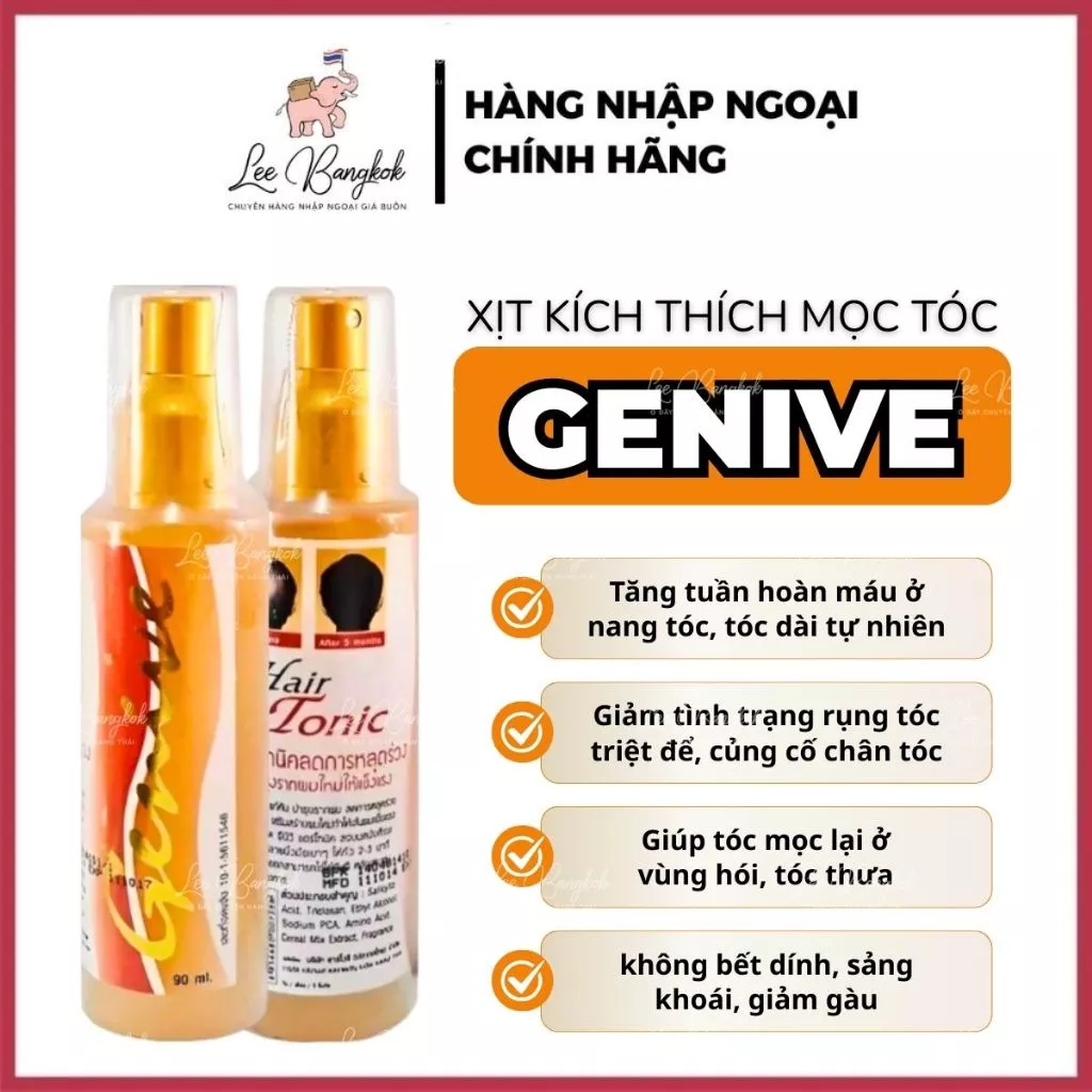[CHUẨN THÁI] Xịt Kích Thích Mọc Tóc Genive Hair Tonic Ngừa Hói Đầu Và Giảm Rụng Tóc Thái Lan LEEBANGKOK 120ml