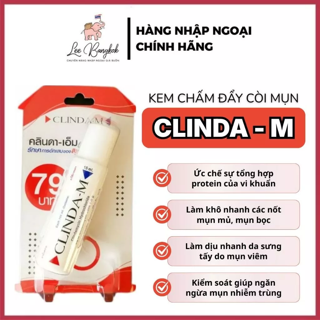 [Chuẩn Thái] Kem Chấm Mụn, Đẩy Còi Mụn Clinda-m 79 Mới Tinh Chất, Serum Hỗ Trợ Giảm, Xẹp Mụn Thái Lan 15ml