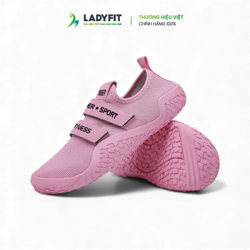 Giày Thể Thao Nữ Đế Bám Tập Gym – Cardio Pickleball – Thiết Kế Màu Hồng