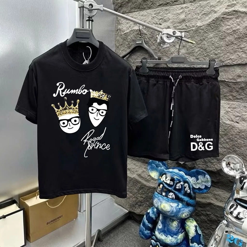 Bộ cộc nam Rumbo Vương Miện in 5D sắc Nét,Chất Liệu Cotton Cao Cấp - Hàng Qc Hoctrend=