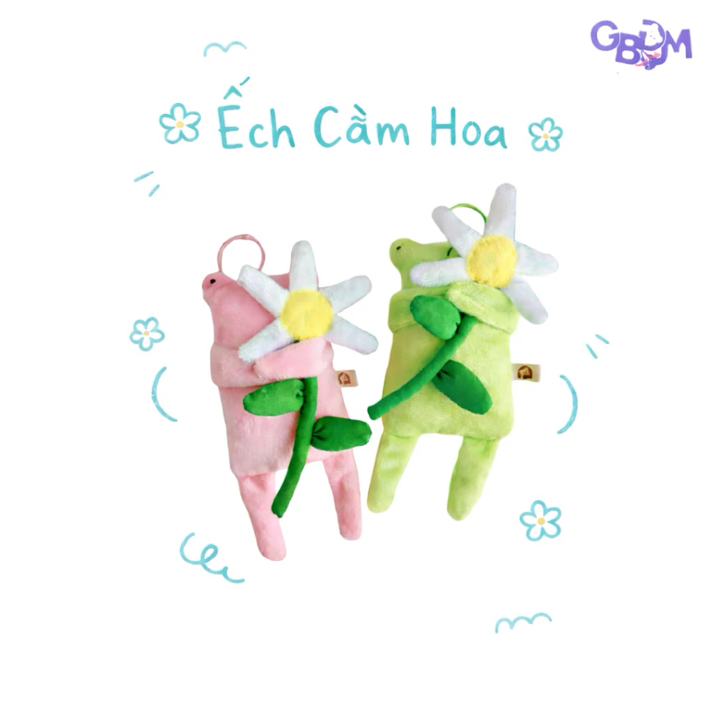 Móc Khoá Gấu Bông Đình May ẾCH CẦM HOA