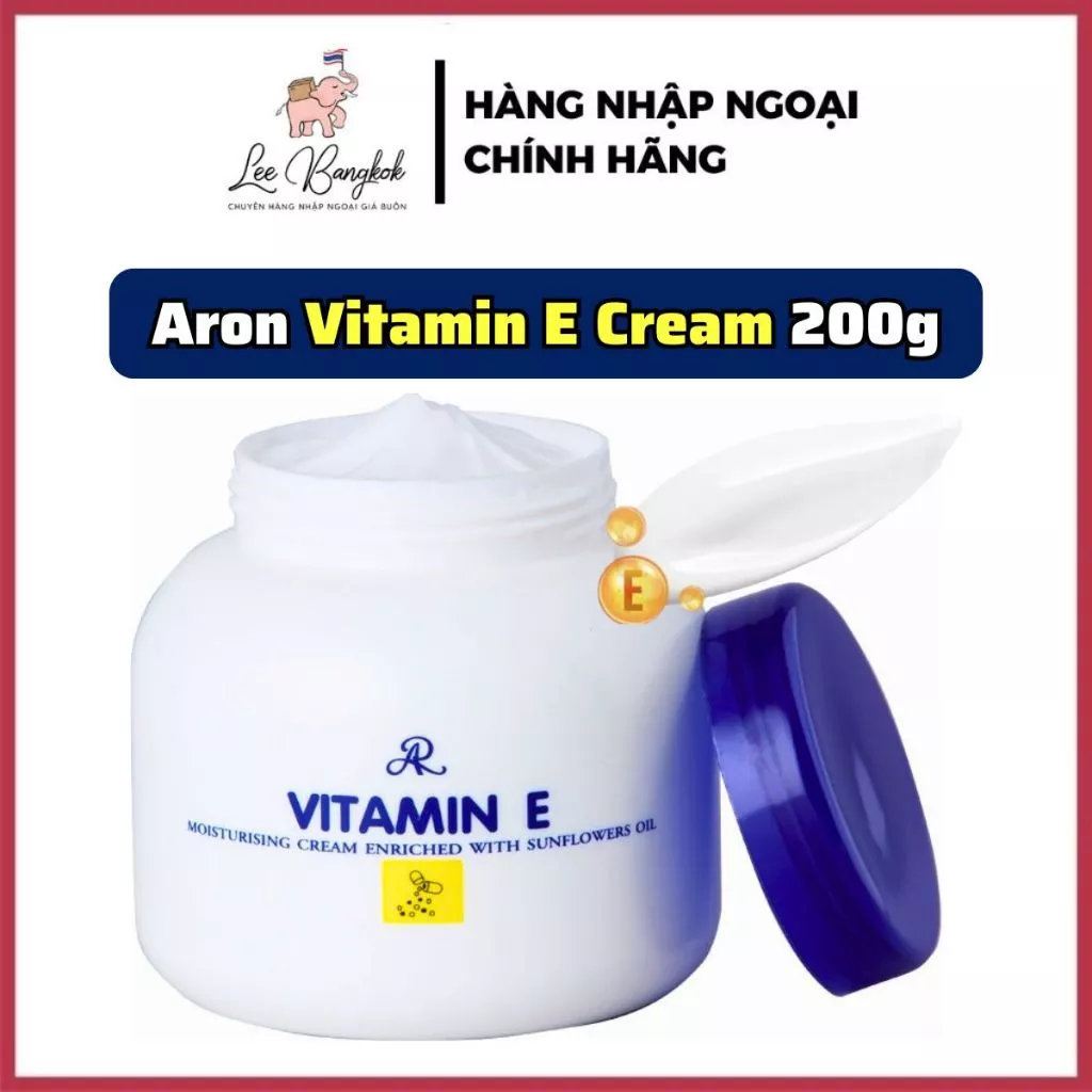 [HÀNG THÁI] Kem Dưỡng Ẩm Body & Face Vitamin E Aron Thái Lan Bổ Sung Độ Ẩm, Dưỡng Trắng, Làm Mờ Vết Thâm 200g LEEBANGKOK