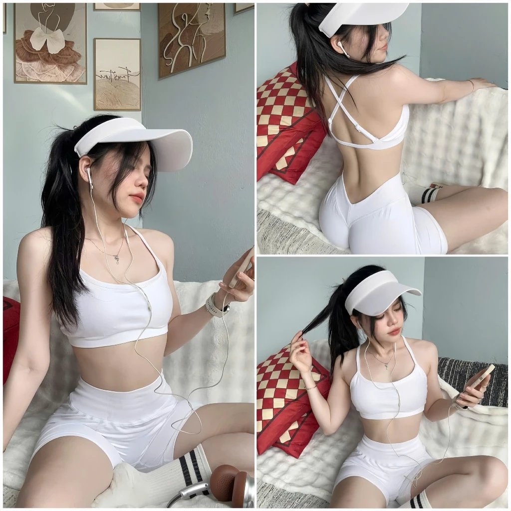 SET QC HAI DÂY CHÉO LƯNG S7 Kèm Mút Hở Lưng Chất Dệt Kim Co Dãn Tập Gym-Yoga-Aerobic-Chạy bộ-Đạp xe⚡️ Hàng nhập khẩu ⚡️