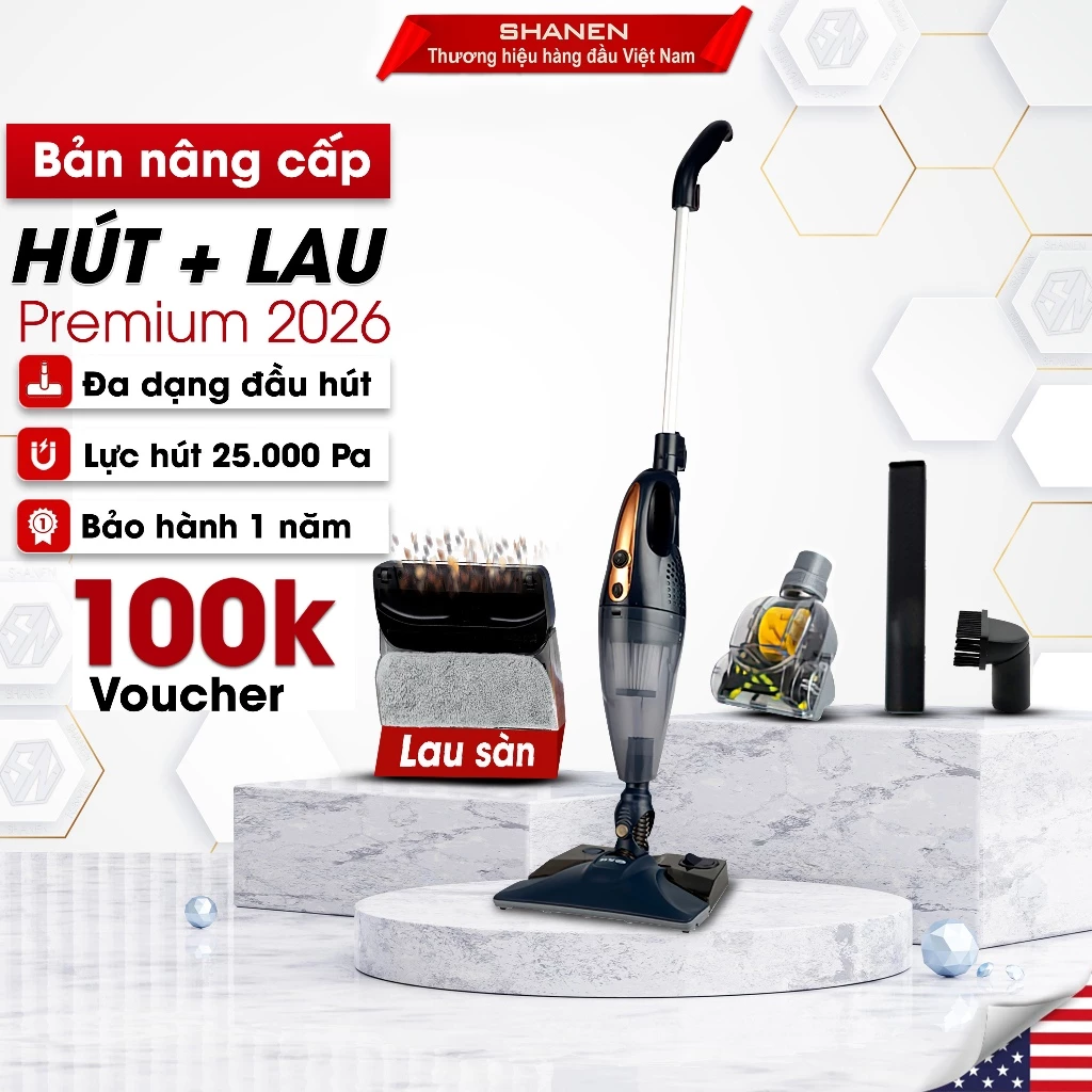 Máy hút bụi lau sàn nhà cầm tay đa năng SHANEN X10 PRO, Hút nệm, sàn nhà, ngõ ngách